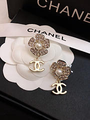 Kitlife Chanel Faux Pearl & Strass CC Flower Drop Earrings  - 3