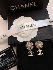 Kitlife Chanel Faux Pearl & Strass CC Flower Drop Earrings  - 2