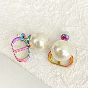 Kitlife Dior Tribales Earrings Rainbow Iridescent Finish CD Logo Pearl Drop - 6