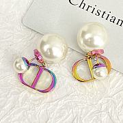 Kitlife Dior Tribales Earrings Rainbow Iridescent Finish CD Logo Pearl Drop - 5