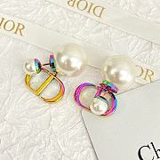 Kitlife Dior Tribales Earrings Rainbow Iridescent Finish CD Logo Pearl Drop - 4