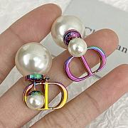 Kitlife Dior Tribales Earrings Rainbow Iridescent Finish CD Logo Pearl Drop - 2