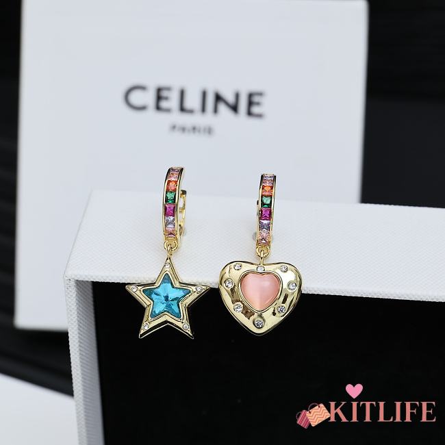 Kitlife Celine Arc de Triomphe Heart & Five-pointed Star Asymmetrical Earrings - 1