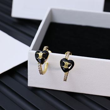Kitlife Celine Arc de Triomphe Black Heart Earrings Gold / Silver
