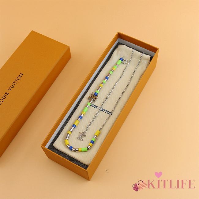 Kitlife Louis Vuitton Metal Resin LV Sunrise Bead Necklace Multicolor - 1