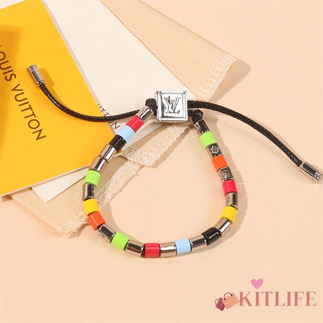 Kitlife Louis Vuitton Metal Resin LV Sunrise Bead Bracelet Black & Multicolor - 1