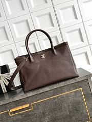 Kitlife Chanel Cerf Large Tote Bag Dark Brown Silver Hardware 24x36x14cm  - 1