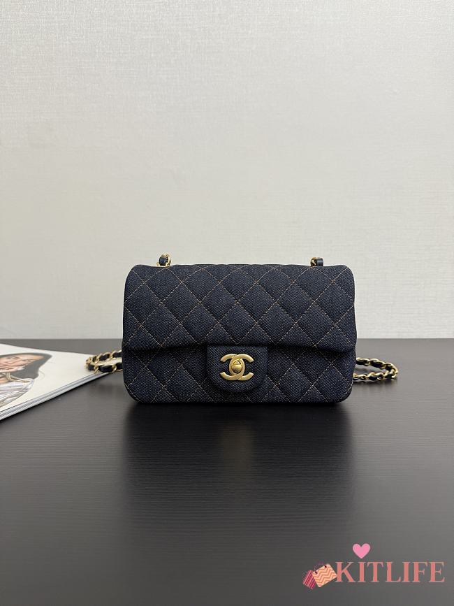 Kitlife Chanel 26p Dark Navy Denim CF Flap Bag 20cm - 1