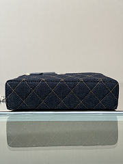 Kitlife Chanel Dark Blue Denim Quilted Top Handle Slim Vanity Case 19.5×17×5cm - 6