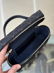 Kitlife Chanel Dark Blue Denim Quilted Top Handle Slim Vanity Case 19.5×17×5cm - 2