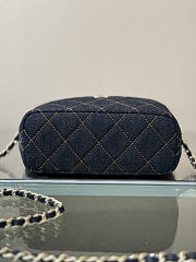 Kitlife Chanel Dark Blue Denim Quilted Hobo Clutch With Chain 21x19x6cm - 5
