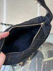 Kitlife Chanel Dark Blue Denim Quilted Hobo Clutch With Chain 21x19x6cm - 3