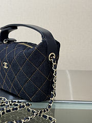 Kitlife Chanel Dark Blue Denim Quilted Hobo Clutch With Chain 21x19x6cm - 2