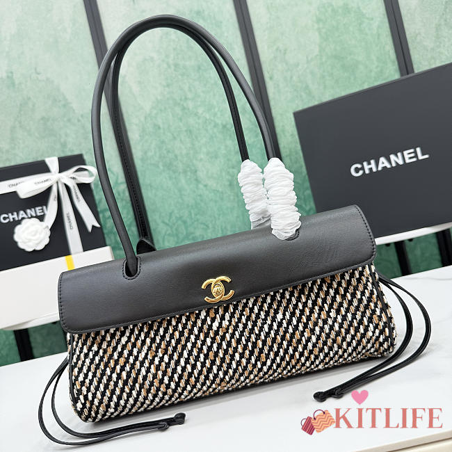 Kitlife Chanel Small Shopping Bag Black Grained Calfskin & Cotton Linen AS6288 31x15x12cm  - 1