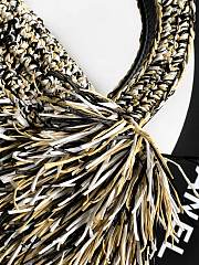 Kitlife Chanel Kelly Raffia Fringe Bag White, Black & Beige AS4416 13x19x7cm - 6