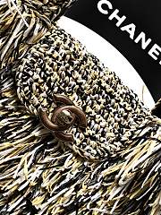 Kitlife Chanel Kelly Raffia Fringe Bag White, Black & Beige AS4416 13x19x7cm - 4