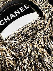 Kitlife Chanel Kelly Raffia Fringe Bag White, Black & Beige AS4416 13x19x7cm - 3