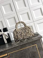 Kitlife Chanel Kelly Raffia Fringe Bag White, Black & Beige AS4416 13x19x7cm - 2