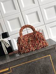 Kitlife Chanel Kelly Raffia Fringe Bag Red, Beige & Black AS4416 13x19x7cm  - 1