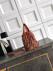 Kitlife Chanel Kelly Raffia Fringe Bag Red, Beige & Black AS4416 13x19x7cm  - 4