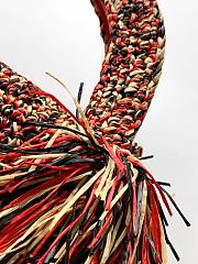 Kitlife Chanel Kelly Raffia Fringe Bag Red, Beige & Black AS4416 13x19x7cm  - 3