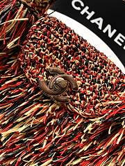 Kitlife Chanel Kelly Raffia Fringe Bag Red, Beige & Black AS4416 13x19x7cm  - 2