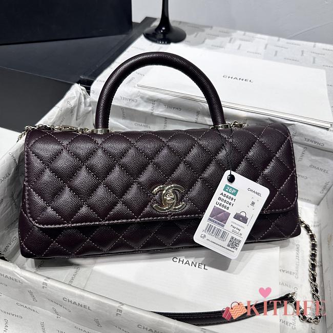 Kitlife Chanel 26P Horizontal Coco Handle Bag Dark Brown 32cm  - 1