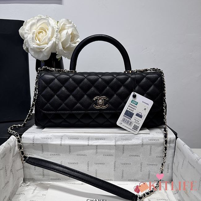 Kitlife Chanel 26P Horizontal Coco Handle Bag Black 32cm  - 1