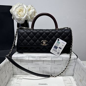 Kitlife Chanel 26P Horizontal Coco Burgundy Handle Bag Black 32cm