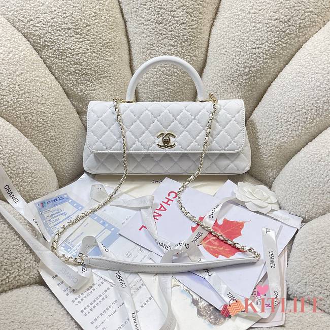 Kitlife Chanel 26P Horizontal Coco Handle Bag White 32cm  - 1