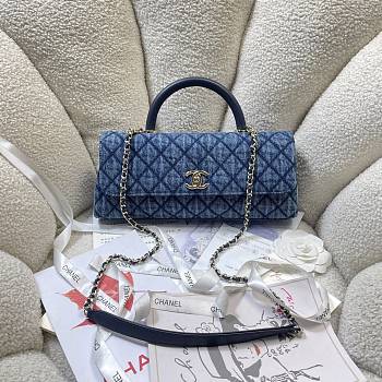 Kitlife Chanel 26P Horizontal Coco Handle Bag Blue Denim 32cm 