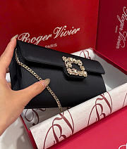 Kitlife Roger Vivier Satin Efflorescence Envelope Clutch Bag Black 24x3x13cm - 5
