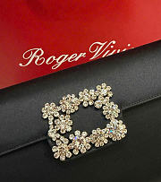 Kitlife Roger Vivier Satin Efflorescence Envelope Clutch Bag Black 24x3x13cm - 6