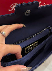 Kitlife Roger Vivier Satin Efflorescence Envelope Clutch Bag Dark Blue 24x3x13cm  - 6