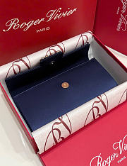 Kitlife Roger Vivier Satin Efflorescence Envelope Clutch Bag Dark Blue 24x3x13cm  - 5