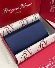 Kitlife Roger Vivier Satin Efflorescence Envelope Clutch Bag Dark Blue 24x3x13cm  - 4