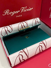 Kitlife Roger Vivier Satin Efflorescence Envelope Clutch Bag Green 24x3x13cm  - 6
