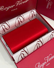 Kitlife Roger Vivier Satin Efflorescence Envelope Clutch Bag Red 24x3x13cm  - 4