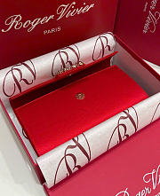 Kitlife Roger Vivier Satin Efflorescence Envelope Clutch Bag Red 24x3x13cm  - 3