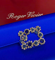 Kitlife Roger Vivier Satin Efflorescence Envelope Clutch Bag Blue 24x3x13cm - 6
