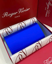 Kitlife Roger Vivier Satin Efflorescence Envelope Clutch Bag Blue 24x3x13cm - 5