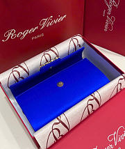 Kitlife Roger Vivier Satin Efflorescence Envelope Clutch Bag Blue 24x3x13cm - 3
