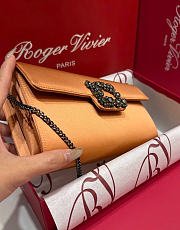 Kitlife Roger Vivier Satin Efflorescence Envelope Clutch Bag Caramel Orange 24x3x13cm  - 5