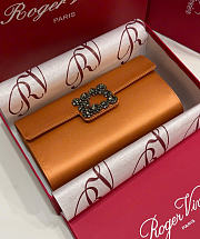 Kitlife Roger Vivier Satin Efflorescence Envelope Clutch Bag Caramel Orange 24x3x13cm  - 4