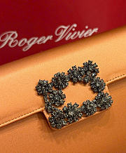 Kitlife Roger Vivier Satin Efflorescence Envelope Clutch Bag Caramel Orange 24x3x13cm  - 2
