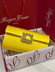 Kitlife Roger Vivier Satin Efflorescence Envelope Clutch Bag Yellow 24x3x13cm  - 1