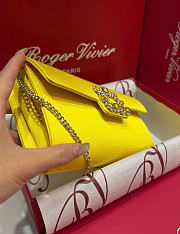 Kitlife Roger Vivier Satin Efflorescence Envelope Clutch Bag Yellow 24x3x13cm  - 6