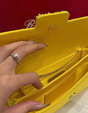 Kitlife Roger Vivier Satin Efflorescence Envelope Clutch Bag Yellow 24x3x13cm  - 5