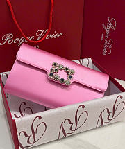 Kitlife Roger Vivier Satin Efflorescence Envelope Clutch Bag Pink 24x3x13cm - 1