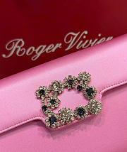 Kitlife Roger Vivier Satin Efflorescence Envelope Clutch Bag Pink 24x3x13cm - 6